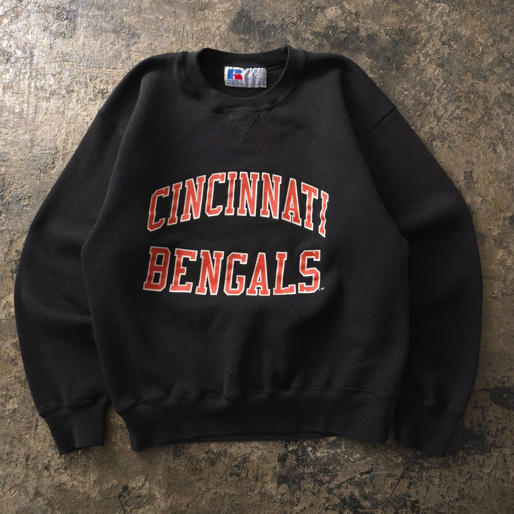 Vintage 90s Russell Athletic Black Cincinnati Bengals Sweatshirt Large NFL
